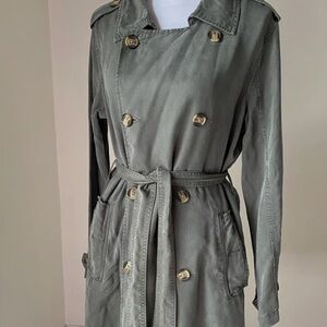 American Eagle Outfitters Olive Trench Coat
